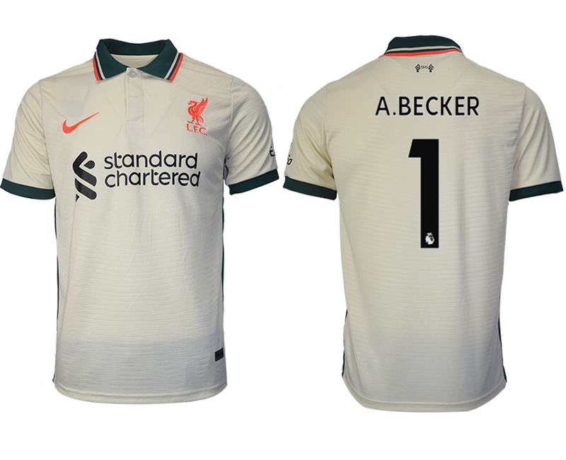 Men 2021-2022 Club Liverpool away aaa version cream #1 Soccer Jersey->liverpool jersey->Soccer Club Jersey
